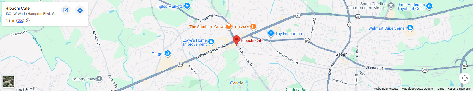 Location 1301 W Wade Hampton Blvd, Greer, SC 29650